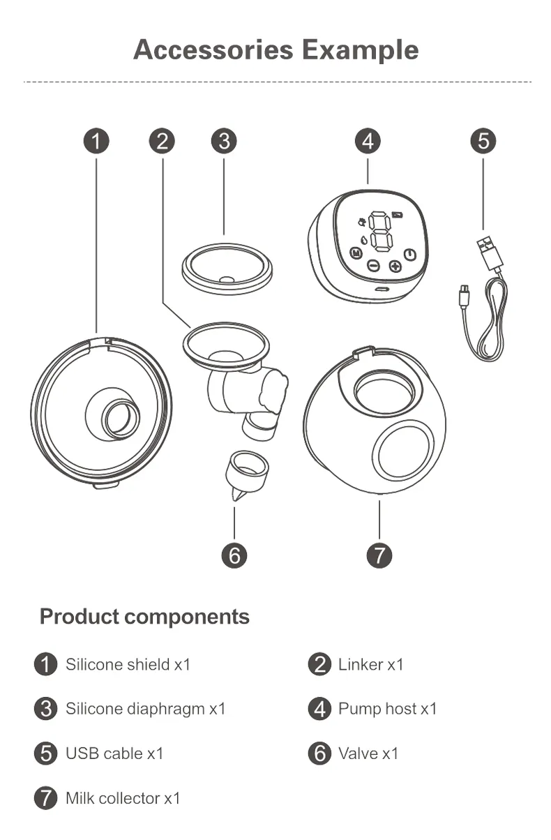 Bomba de mama portátil elétrica de silicone sem BPA de alta qualidade recarregável por USB para uso manual