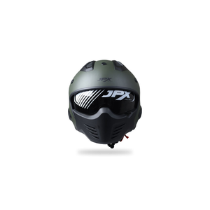 Casque intégral modulaire JPX MX 726 R avec couleur vert uni, design modulaire et confort supérieur pour une conduite sans peur. - Product Image 1