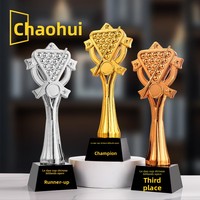 [Envío Hoy] Trofeo de Cristal Personalizado para Torneos de Billar de Ocho Bolas y Nueve Bolas, Pequeña Estatua Dorada