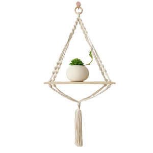 Étagère murale flottante en macramé en <span class=keywords><strong>corde</strong></span> de coton faite à la main, style moderne, pour plantes, décoration murale pour salon et salle de bain - Product Image 1