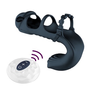 Anillo vibrador masajeador <span class=keywords><strong>de</strong></span> pene doble para hombres y parejas, Juguetes sexuales con correa para consolador Anal, tapón Anal - Product Image 1