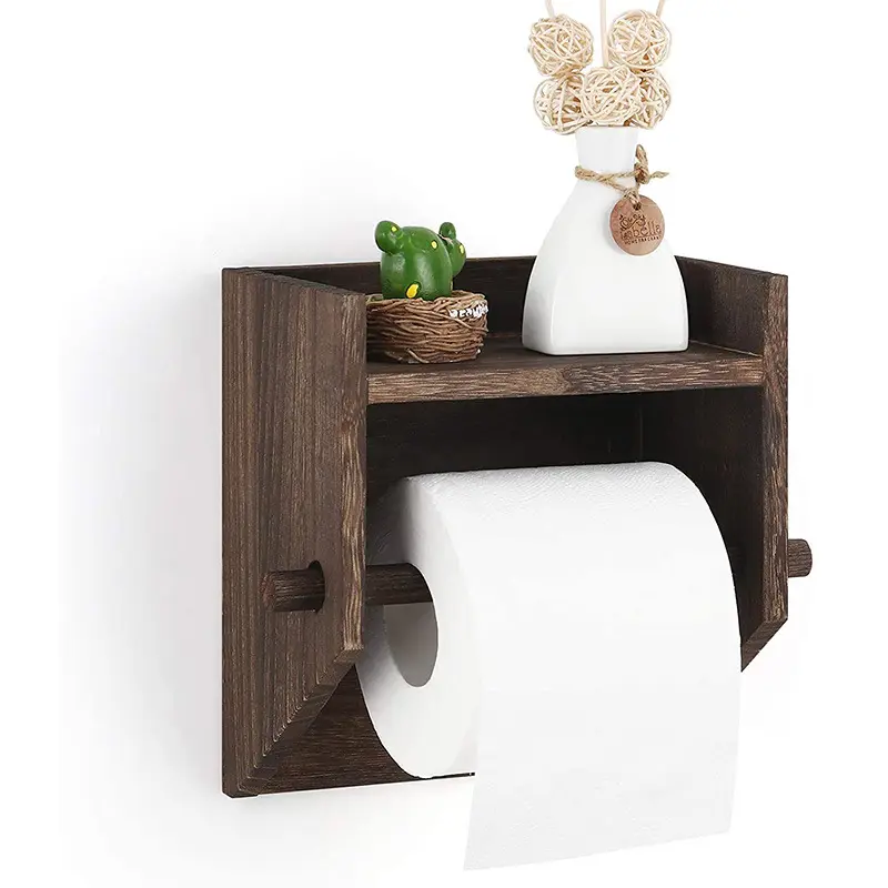 टॉयलेट पेपर और व्यक्तिगत देखभाल हस्तनिर्मित लकड़ी के शिल्प के लिए लकड़ी का भंडारण शेल्फ