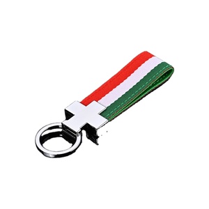 custom logo Nylon woven belt car logo car emblem metal keychain advertising car key ring chain ring hanging ornament