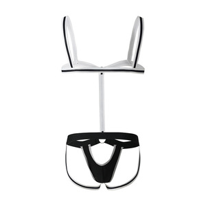 Completo intimo sexy da <span class=keywords><strong>uomo</strong></span> per cosplay da cameriere, con imbracatura <span class=keywords><strong>sul</strong></span> <span class=keywords><strong>petto</strong></span>, body e slip a vita bassa con cavallo aperto, fiocco a contrasto, per gay, ODM - Product Image 4