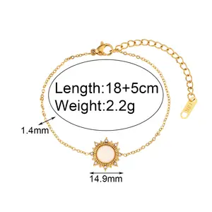 Jewelry Set High Quality Vintage Stainless Steel White Opal Sun Pendant Necklace Bracelet Stud Earring Gold Plated Jewelry Set
