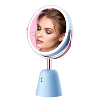Miroir de Maquillage Portable M12 Double Face Éclairé Personnalisable avec Grossissement, Interrupteur Tactile LED, Couleurs Personnalisables, Support Double