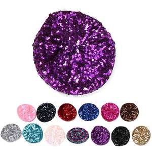 Sombrero de Lentejuelas para Mujer, Metálico Brillante, Disfraz de Jazz, Gorra Redonda de Estilo Francés, Accesorios de Moda para Mujer, Gorro - Product Image 1