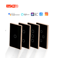 Interrupteur tactile en verre trempé Zigbee WiFi avec indicateur LED noir, interrupteur tactile sensible à la pression, panneau tactile