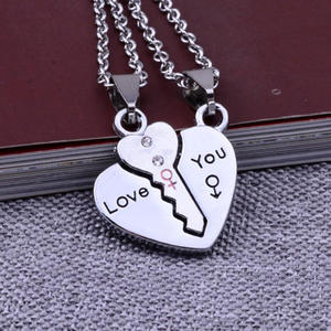 Vài mề đay tôi yêu bạn thép không gỉ Key Heart mề đay phù hợp với dây chuyền cho các cặp vợ chồng - Product Image 2