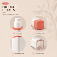 Flacon pompe airless carré pour emballage cosmétique sous vide 15ml 30ml 50ml, flacon pour crème et sérum de soin, OEM ODM, logo personnalisé