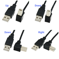 Cable USB 2.0 Tipo B Macho a Macho en Ángulo Recto/Izquierdo de 30cm, con Cubierta de PVC Trenzada, para Impresora/Escáner, Cable de 90 Grados
