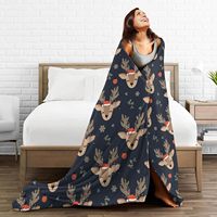 Couverture en flanelle personnalisée motif cerf de Noël couverture de lit/canapé antistatique douce et chaude lavable pour un appel festif