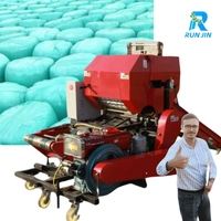 Machine d'emballage d'ensilage robuste entièrement automatique, mini-presse à balles rondes pour le traitement de l'herbe, de l'alfalfa et du fourrage en ferme