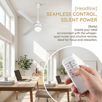 Ventilateur de plafond décoratif en métal de 1400 mm (56 pouces) avec kit d'éclairage, télécommande intelligente, débit d'air élevé, pour projets résidentiels