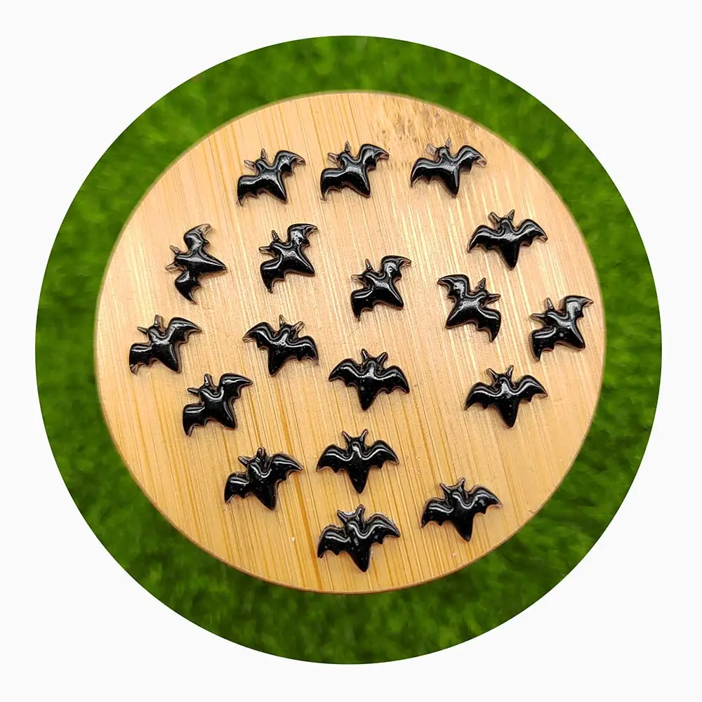 Bulk 100 teile/los 8*10MM Mini Black Bat Harz Flatback Craft Charms Versch önerung für Halloween Party Nail Art DIY Craft Making