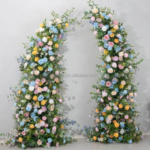 2025 nueva llegada profesional Simple elegante arco de cuerno de pie Floral Artificial decoración de <span class=keywords><strong>boda</strong></span> colorido pastel de rosa de seda - Product Image 1