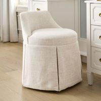 Tabouret de maquillage pivotant à 360° personnalisable, avec jupe plissée de luxe, en tissu texturé, pour chambre et dressing