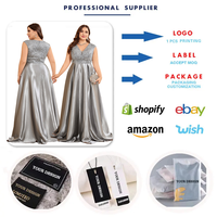 LY2483D Robes de Soirée Luxueuses Grande Taille pour Femmes, Robes de Mariée Sans Manches Col en V en Satin et Dentelle Coupe A-line pour Demoiselle d'Honneur