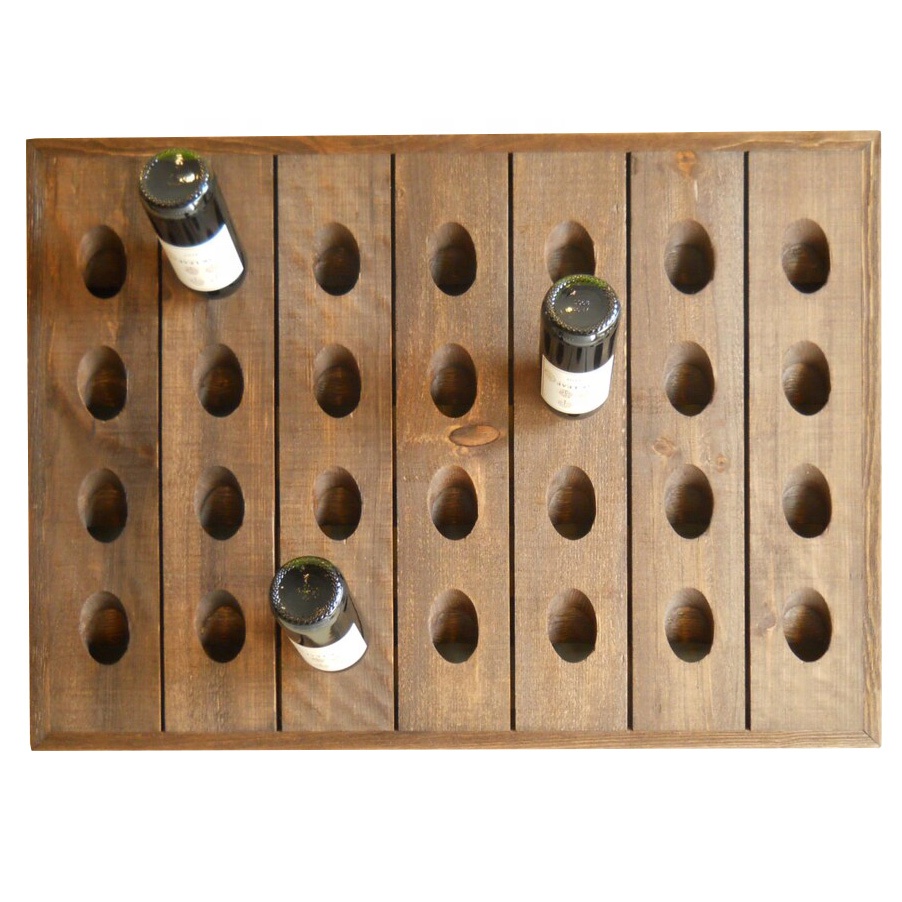 Madeira Riddling Wine Rack Wall Montado Pendurado Afligido Para Armazenamento De Vinho E Plantador Home Decor