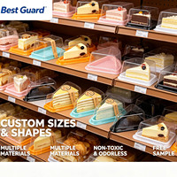 Boîte à dessert personnalisée en PET recyclable de 1 mm d'épaisseur, transparente, pour mini-gâteaux, vente au détail et présentation