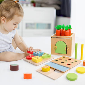 Nouveaux enfants éducation précoce 6-en-1 boîte d'intelligence Montessori serrure tirant ensemble en forme de carotte avec fruits correspondant jouet boîte occupée - Product Image 3
