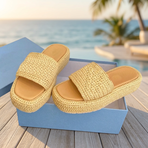 Sandales tissées de luxe pour femmes, de haute qualité, de marque tendance, à semelle épaisse, imperméables, avec soutien de la voûte plantaire, pour la plage, printemps-été - Product Image 3