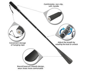 Chausse-pied télescopique à <span class=keywords><strong>long</strong></span> manche, réglable de 14 à 37 pouces, extensible et pliable en plastique ABS - Product Image 3