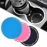 Universelle Auto-Getränkehalter-Untersetzer Glitzernde Getränkehalter-Einlagen Silikon-Antirutsch-Kristall-Strass-Untersetzer für Autoinnenraum