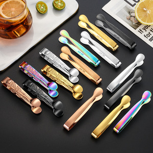 304 Stainless Steel Coffee Sugar Cube <b>Clip</b> Ice Clamp Vintage Rose Pattern Food Grade Bar Tool For Coffee Tea - Product Image 1