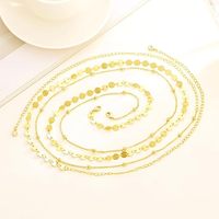 Chaîne de taille ajustable pour femme, plaquée or 14K, étanche, avec paillettes métalliques, pièces de monnaie, disques géométriques double couche et perles en laiton