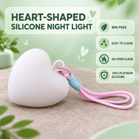 Veilleuse LED Cœur Dimmable 3000K, Autonomie 35H, Mini Design Mignon, Matériau Silicone ABS, Contrôle Tactile, Rechargeable, Pour Chambre