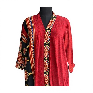 Red Ethnic Printed Maxi Kaftan <b>Dress</b> V-neck Flare Sleeve <b>Bohemian</b> Spring <b>Summer</b> A-Line Breathable Luxury Resort Wear - Product Image 1