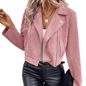 แจ็คเก็ตขี่จักรยานแข<span class=keywords><strong>น</strong></span>สั้นมีซิปผ้าทวีดปกสีดำสำหรับผู้หญิงเสื้อแจ็คเก็ตแฟชั่นย้อนยุคออกแบบได้ตามต้องการ - Product Image 1