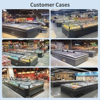 Lemari Pendingin Display Komersial Supermarket 600L Open Top Island Freezer Pintu Kaca 1.85m Kabinet Lurus Peralatan Refrigerasi