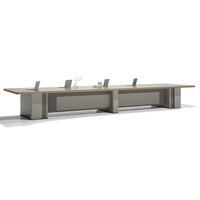 Table de bureau longue en noyer, table de conférence robuste en bois pour projets centraux, bureaux professionnels, table de réunion en bois massif pour l'école