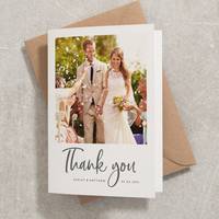 Vente en gros, papier de haute qualité, impression personnalisée, logo plié, cartes de remerciement simples de mariage avec photo