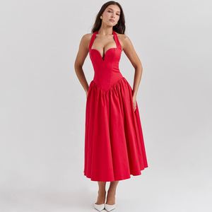 Abito estivo di lusso da donna 2024 elegante rosso vestibilità e svasato abito di compleanno abito lungo Casual <span class=keywords><strong>Sexy</strong></span> <span class=keywords><strong>abbigliamento</strong></span> <span class=keywords><strong>femminile</strong></span> - Product Image 1