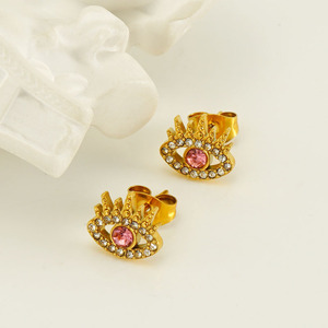 Zogxin Eye Stud Earrings 18K Gold Plated Zircon Bezel Setting Party Jewelry Women Fashion Geometric Design - Product Image 3