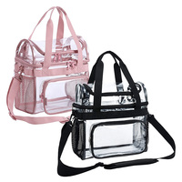 Sacs à déjeuner transparents en PVC personnalisés avec logo, approuvés pour les stades, double compartiment, imperméables, à bandoulière
