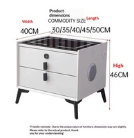 Meuble de chambre à coucher moderne, table de chevet intelligente avec lumière LED rechargeable, charge sans fil, verrouillage par empreinte digitale