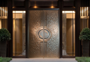 Nature Inspired Relief Hand <strong>Polished</strong> Pure Copper Entry <strong>Door</strong> Elegant Main Gate Artisan Made Solid Copper Front <strong>Door</strong> - Product Image 3