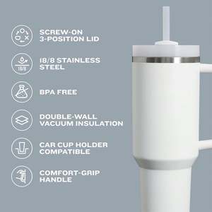 Taza Popular Ligera de Acero Inoxidable con Pajita y Asa para Gimnasio y Senderismo - Product Image 3