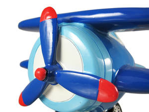 Modelo de avión de poliresina, biplano azul, alcancía, biplano - Product Image 2