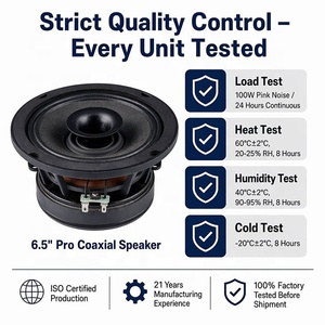 Altavoz Coaxial Profesional para Auto de 6.5 Pulgadas, 100W, Imán de Ferrita, Impermeable, Cono de Papel, Borde de Tela, OEM Personalizable - Product Image 4
