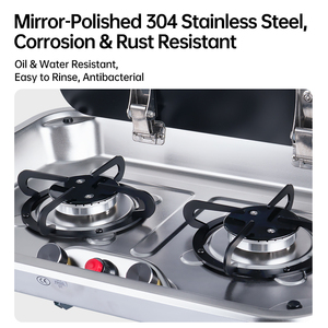 Cuisinière à <span class=keywords><strong>gaz</strong></span> encastrable 2 brûleurs en acier inoxydable pour <span class=keywords><strong>camping</strong></span>-<span class=keywords><strong>car</strong></span>, caravane, remorque, <span class=keywords><strong>camping</strong></span>-<span class=keywords><strong>car</strong></span>, cuisine de fourgonnette - Product Image 3