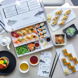 Hộp Đóng Gói Sushi Mang Đi Nhà Hàng Bằng Giấy Kraft Dùng Một Lần Hộp Cuộn Sushi Mang Đi Ăn Trưa Bento Có Ngăn