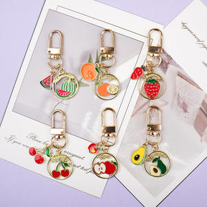 Cute Fruit Cherry Avocado Watermelon Apple Strawberry Orange Enamel Metal Key <strong>Chains</strong> Ring Pendant Custom Charm Keychain - Product Image 5