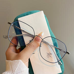 Qianai - Monturas de Gafas Metálicas Irregulares con Protección Anti Luz Azul para Mujer, Lentes de Acetato N3 69096 - Product Image 3