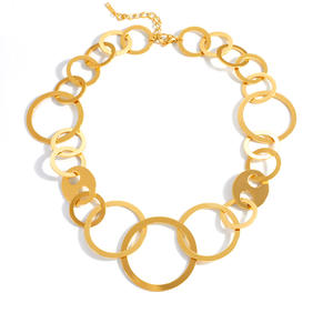 Collar de Círculos Entrelazados de Acero Inoxidable, Chapado en Oro de 18K, Diseño Geométrico, Joyería de Moda para Uso Diario - Product Image 5