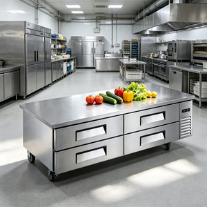Réfrigérateur commercial robuste avec tiroir de base réfrigéré et plan de travail pour les opérations de cuisine d'hôtel - Product Image 1